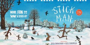 A simple stick figure stands upright against a plain white background, arms slightly raised and legs apart.