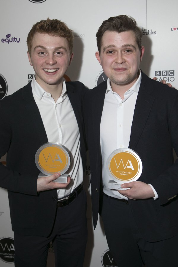 Sam Tutty and Jack Loxton - winners of Best Actor In A Musical and Best Supporting Actor In A Musical respectively. Photo credit Dan Wooller